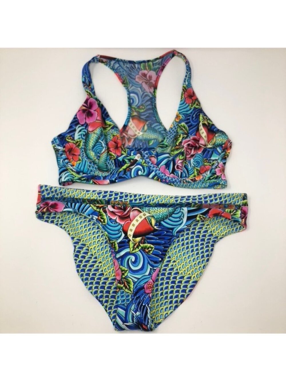 NWT Luli Fama Two Piece Bikini Swimsuit Size M Reversible